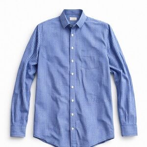 Frank & Oak Medium Blue and White Patterned Shirt Stanley